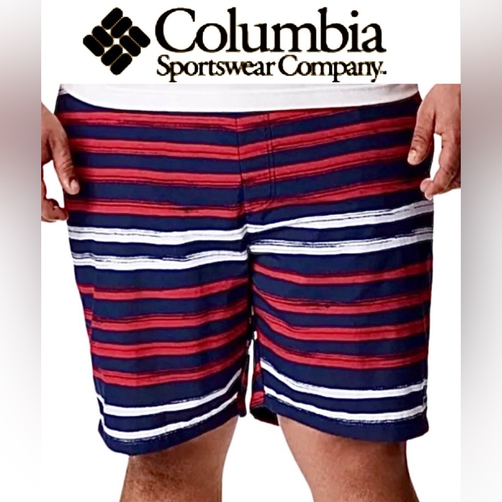 - Columbia Big Dippers Omni Shield Stripe Swim Trunks SZ XL! NEW!